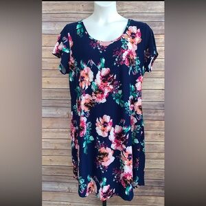 Derek Heart Navy Floral Tunic - Size 3X